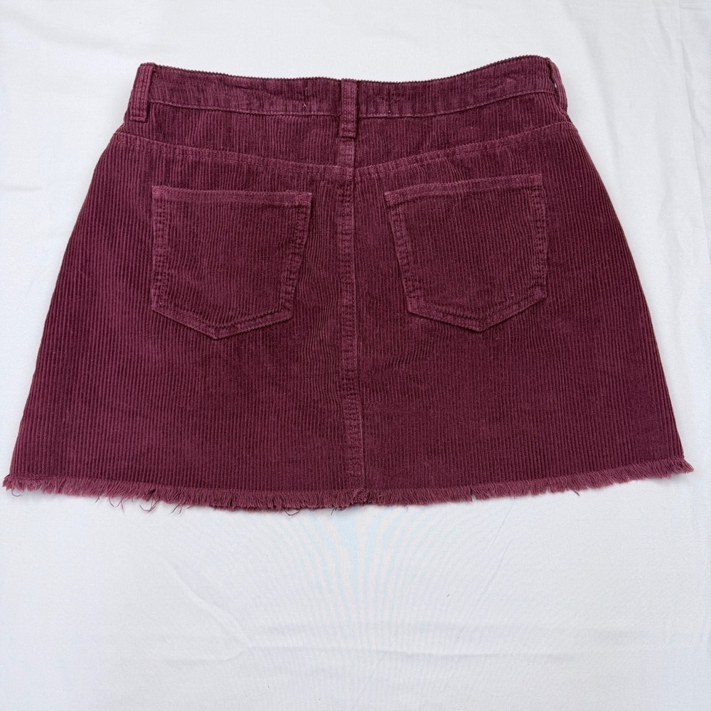 Indigo Rein Corduroy Mini Skirt in Deep Burgundy - Picture 2 of 5